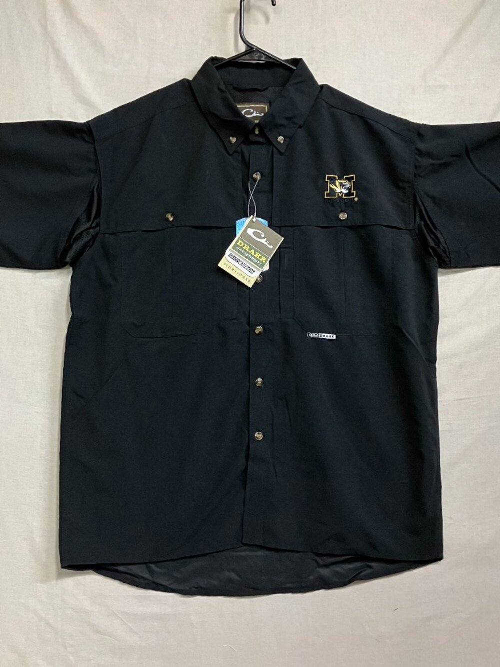 Drake Waterfowl Wingshooter Shirt Men's M Black Missouri Tigers Vented Fishing